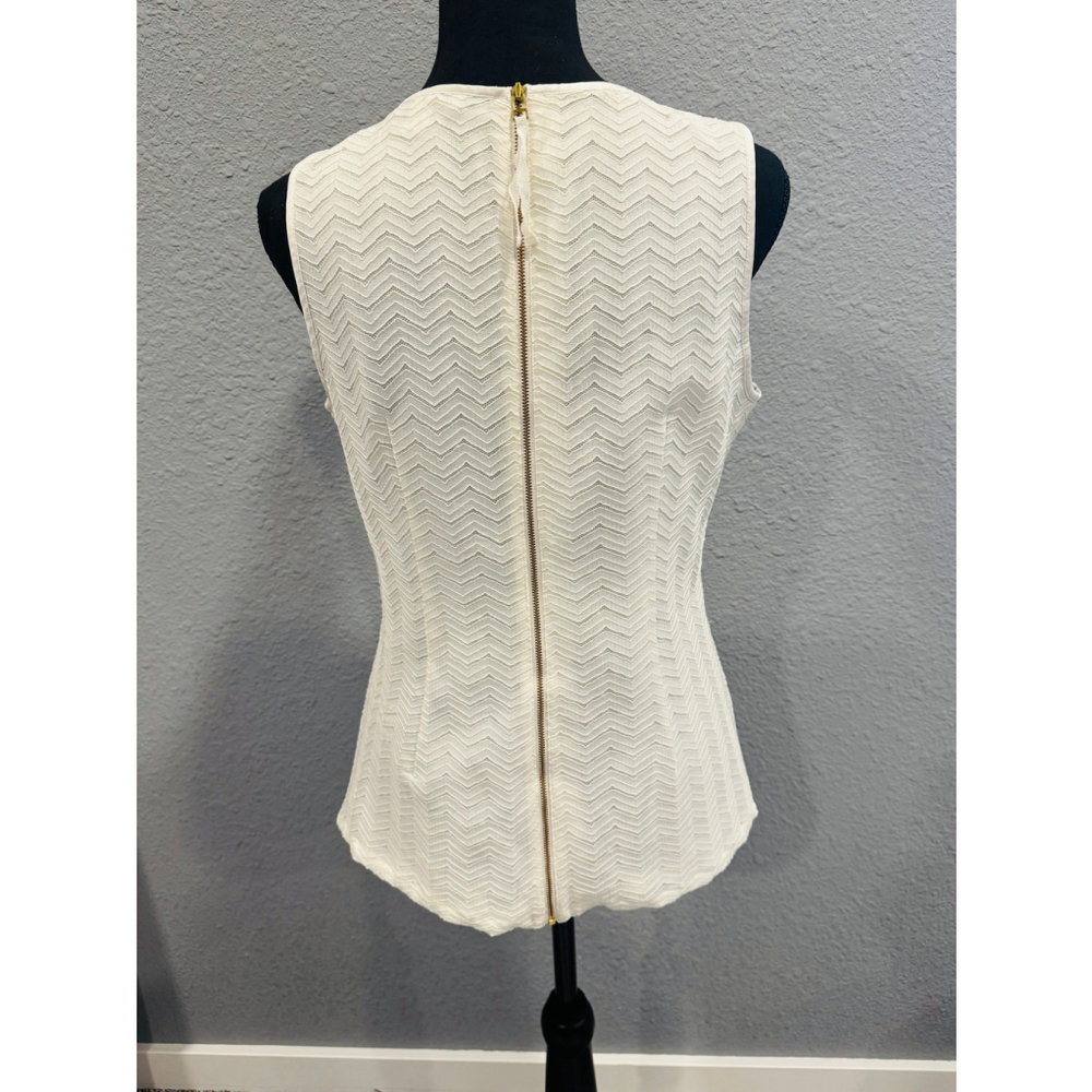 Banana Republic White Zip Back Tank Top Size 8 - Picture 5 of 11